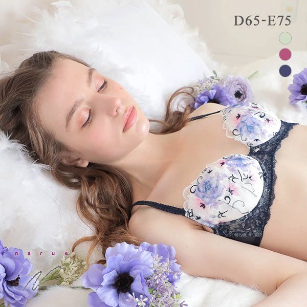 品 番:262138520DEレースにカラフルな花柄プリントをのせた華やかなランジェリーサイズ:レディースD65、D70、D75、E65、E70、E75カラー:GR-グリーン、BO-ボルドー、NV-ネ