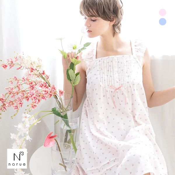 品 番:262511025フリル袖が可愛らしいロマンティックなローズ柄ガーゼワンピースサイズ:レディースM(バスト79-87cm 身長154-162cm)カラー:PI-ピンク、BU-ブルー素材:身生地