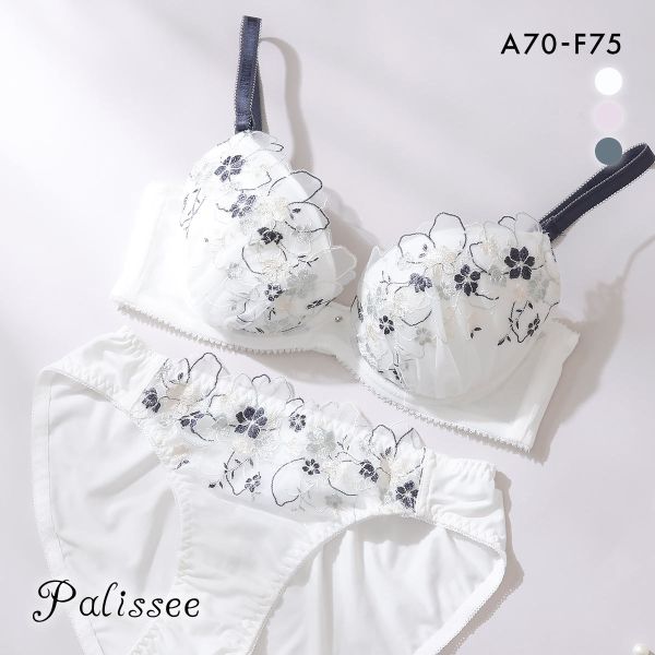 品 番:38173572多色の花柄刺繍を散りばめたフェミニンなブラセット&star;プチプラサイズ:レディースA70-M、A75-M、B65-M、B70-M、B75-M、C65-M、C70-M