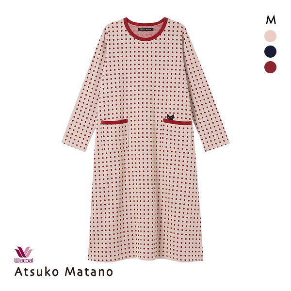 品 番:40HNW402遊びゴコロ溢れるデザインが可愛い マタノアツコのワンピースサイズ:レディースM(バスト79-87cm)カラー:IV-アイボリー、NV-ネイビー、RE-レッド素材:綿100％