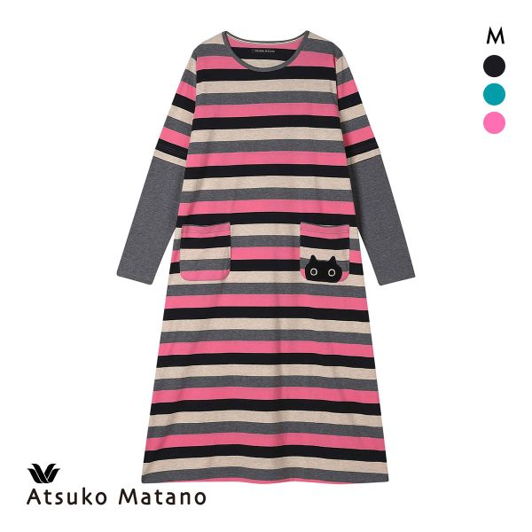 品 番:40HNX549遊びゴコロ溢れるデザインが可愛い マタノアツコのワンピースサイズ:レディースM(バスト79-87cm)カラー:BK-ブラック、BU-ブルー、PI-ピンク素材:綿100％