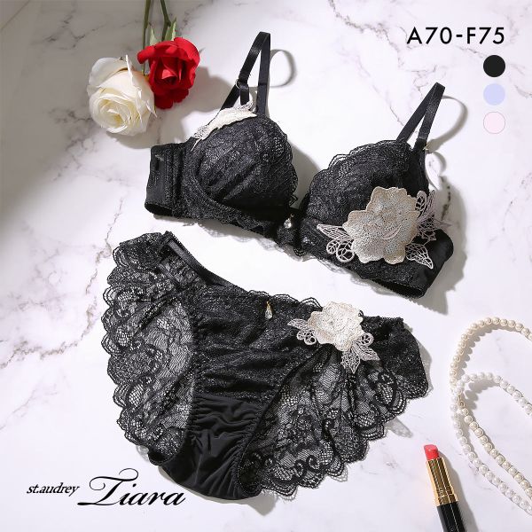 ブラジャー セントオードリー ティアラ アリュールメローライト ショーツ セット バックレース St.Audrey tiara 大きいサイ 下着 レディ