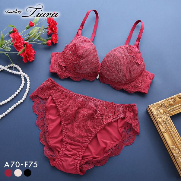 【送料無料】 セントオードリー ティアラ ダズリンローズ 3/4カップ ブラジャー ショーツ セット ABCDEF バックレース St.Audrey tiara