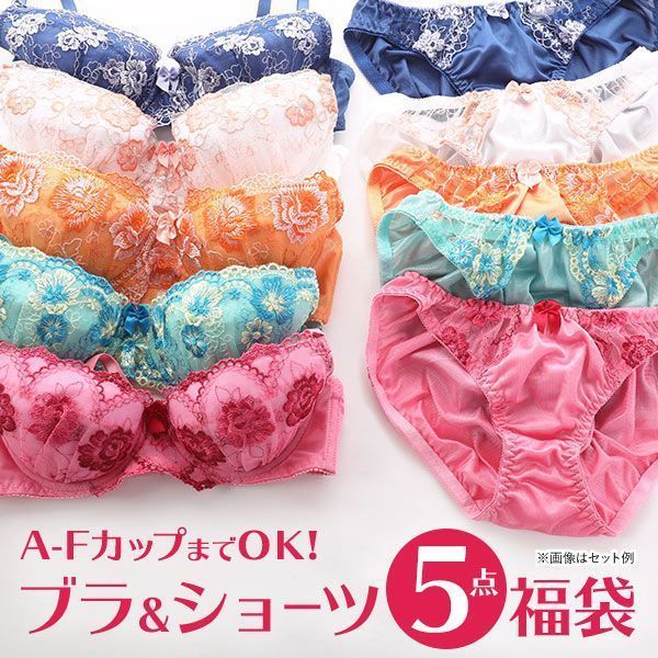 品 番:A48X007AFお買い得♪ グラマーサイズ ブラショーツ 5セット 福袋サイズ:レディースA70-M、A75-M、B65-M、B70-M、B75-M、B80-L、C65-M、C70-M、C7