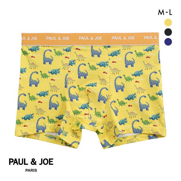 品 番:A95PJB645029ポール＆ジョー流に描かれた恐竜 ポップなボクサーパンツサイズ:メンズM(ウエスト76-84cm)L(ウエスト84-94cm)カラー:YE-イエロー、BK-ブラック、BU