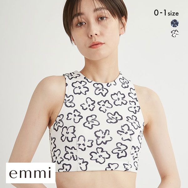 品 番:B52E14WCT244205ｅｍｍｉ&starf;手書き風の花柄がモードな印象の吸水速乾ブラトップサイズ:レディース0：Sサイズ(バスト72-80cm)1：Mサイズ(バスト79-87
