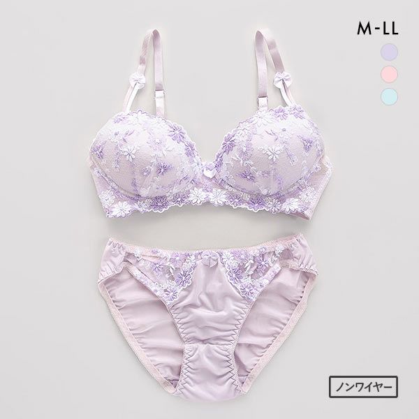 品 番:C0091954痛くない&starf;らくちんリラックス 可愛いノンワイヤーブラセットサイズ:レディースM／M(バスト79-87cm ヒップ87-95cm)L／L(バスト86-94cm